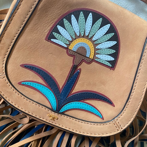 Tory Burch Lilium Embroidered Saddle Bag - Picture 2 of 7